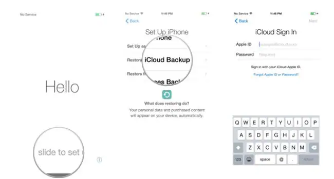 selecciona el archivo de copia de seguridad de icloud