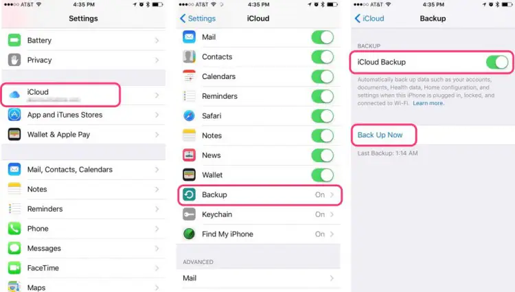 backup iphone apps to icloud