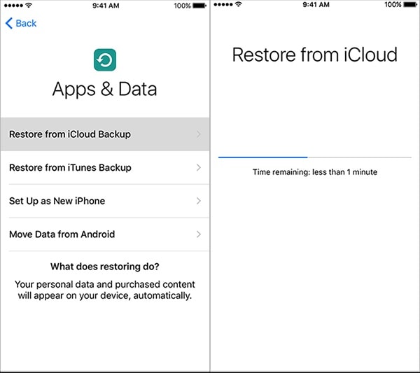 restaure aplicativos do iphone do backup do icloud