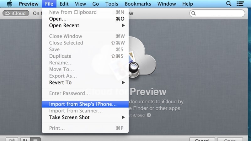 import files from iphone to mac with preview