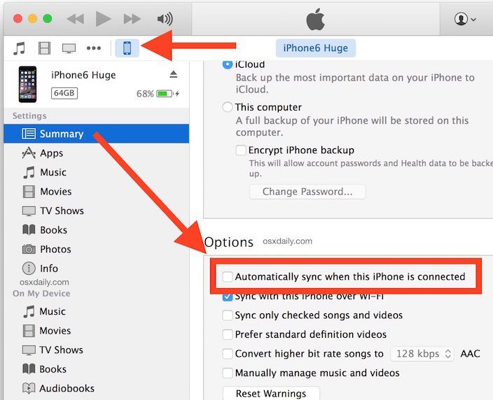 automatically sync ipod music to iphone using itunes
