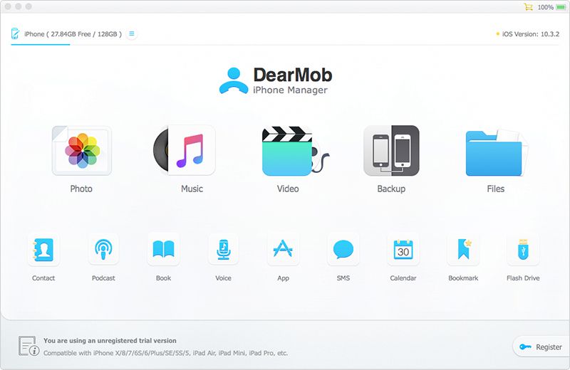 مستعرض ملفات iphone - deamob iphone manager