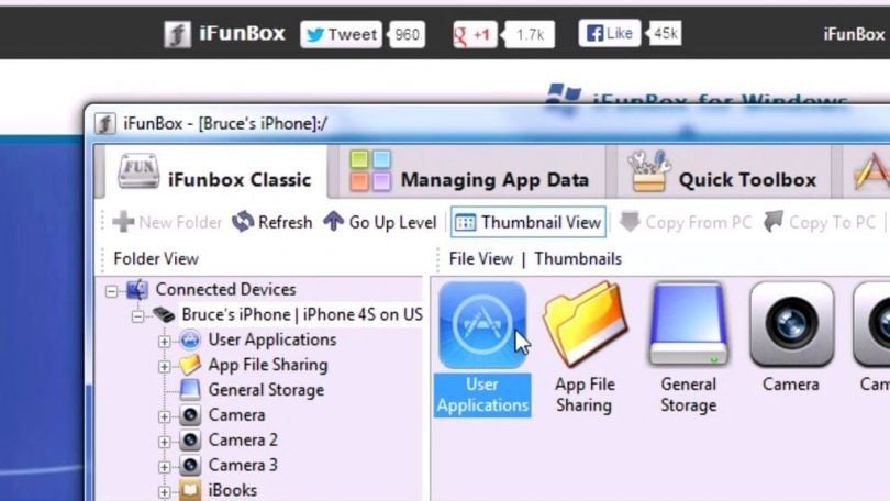 Explorateur de fichiers pour iPhone - iFunBox