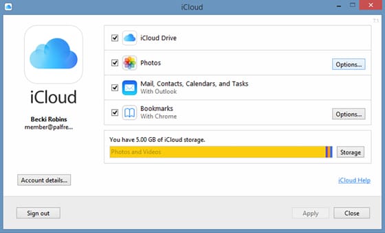 copy pictures from iphone to pc- icloud for windows
