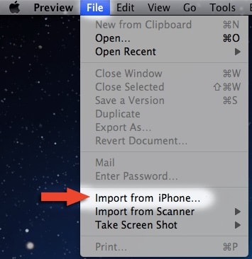 importe fotos do iphone para o mac usando Preview