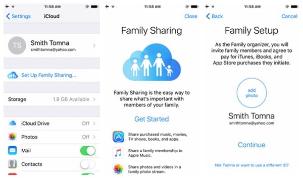 configurer le partage familial sur iPhone