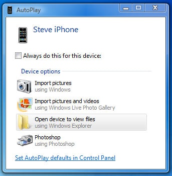 autoplay to import photos from iphone