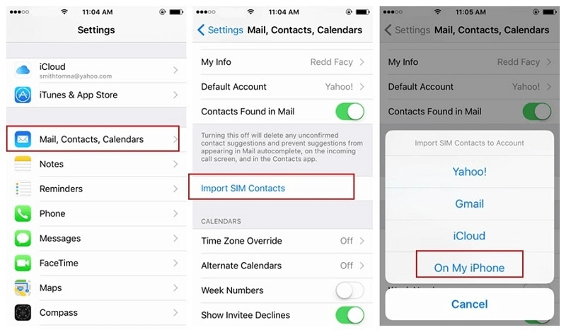 importar contatos para iphone do SIM