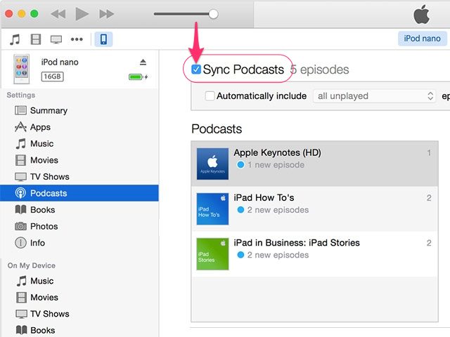 Wie man Podcasts auf den iPod bringt - Podcasts synchronisieren