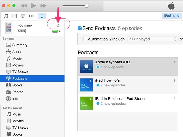  Comment mettre les podcasts sur ipod- éjecter 