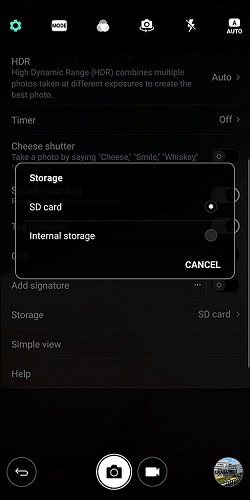 تعيين بطاقة SD كموقع تخزين افتراضي