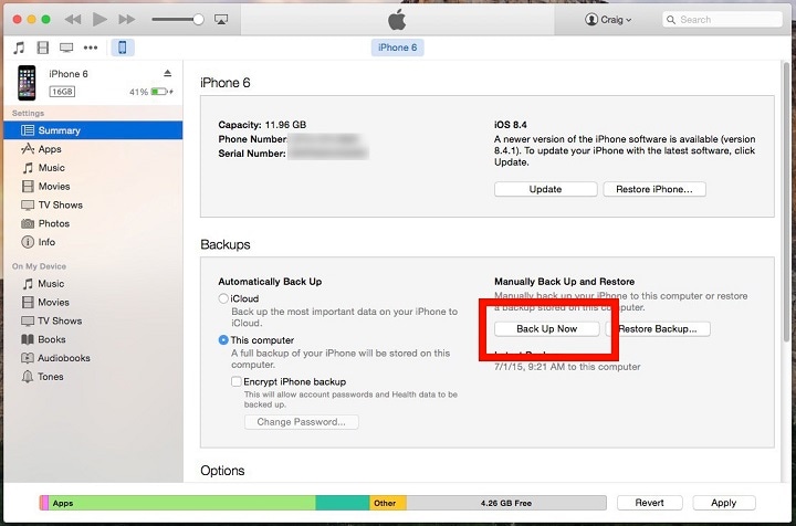 backup whatsapp messages to itunes