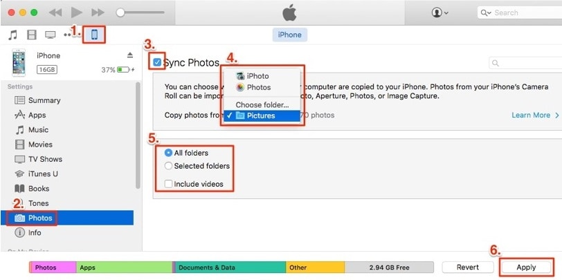 transfer photos from iphone to iphone with itunes