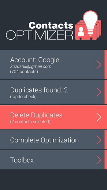 administrador de contactos para iPhone - Contacts Optimizer Pro