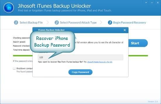 Password di backup di iTunes - tre metodi di decrittazione