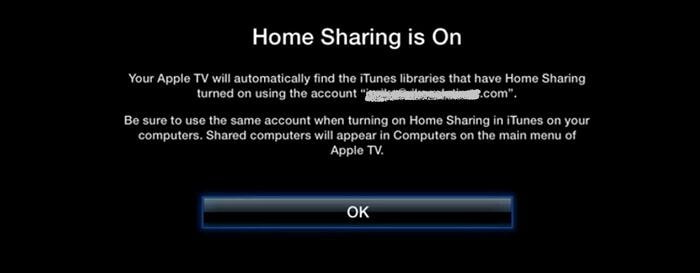 home sharing video-enable the apple tv