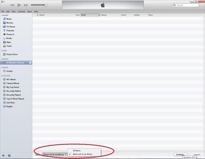 itunes file sharing folder-Items not in my library