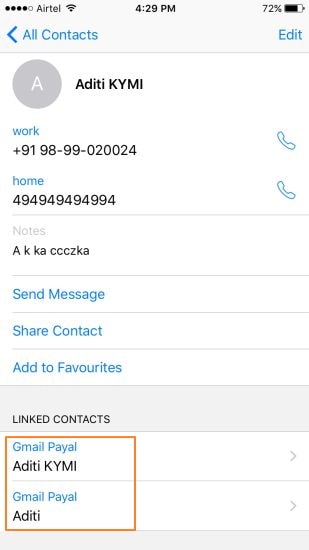 Step eight to Merge Duplicate Contacts on iPhone Manually