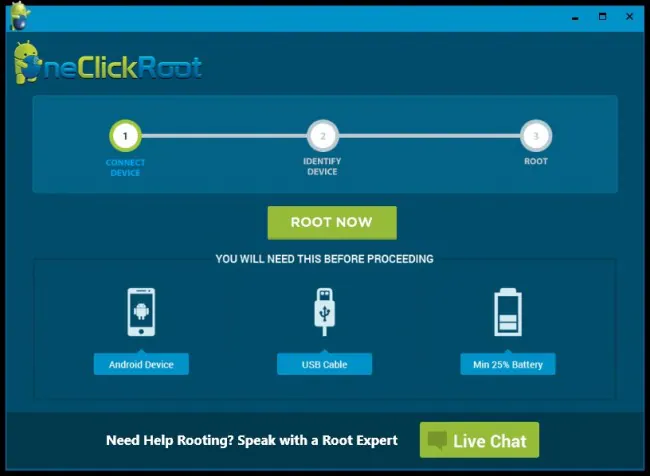 أدوات مجانية على الإنترنت لإجراء كسر الحماية: One Click Root Tool