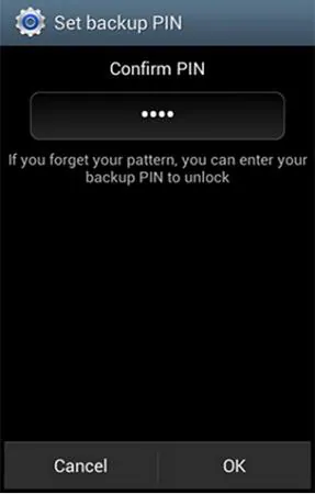 samsung backup pin setup
