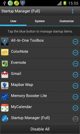 android startup manager no root