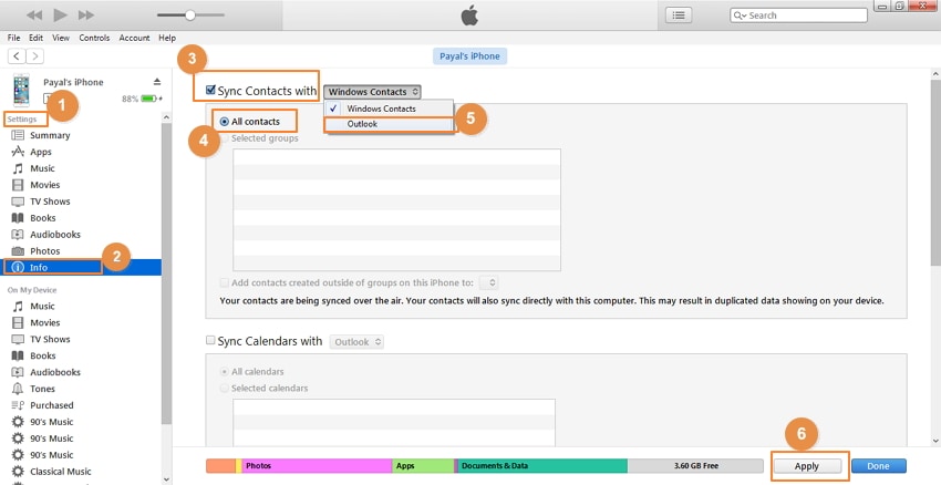iPhone-Kontakte mit Outlook synchronisieren mit iTunes