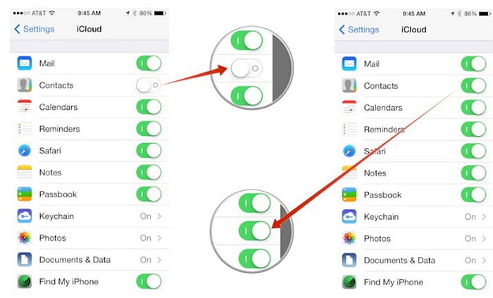 sync contacts to iphone from icloud
