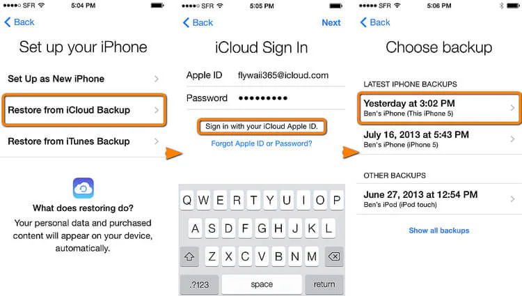 Récupérer les messages supprimés d’un iphone à partir de la sauvegarde iCloud