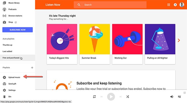 transférer de la musique d'android à android-ouvrir Google Play Music