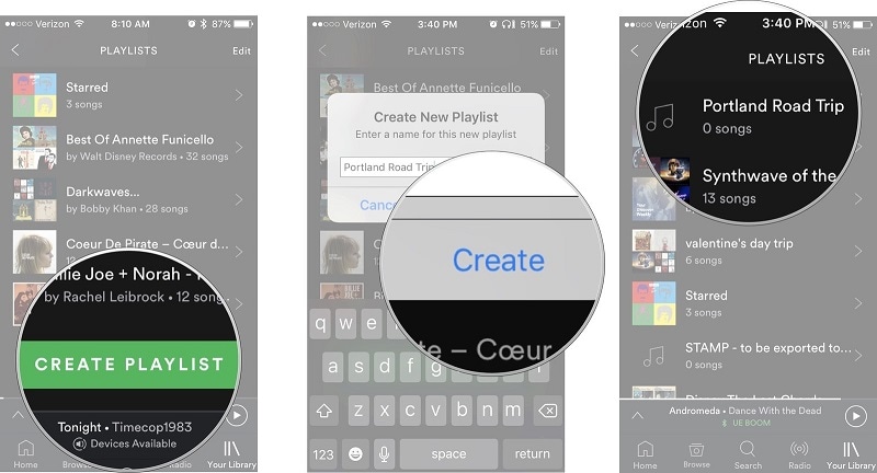como transferir música do android para o iPhone-crie uma playlist