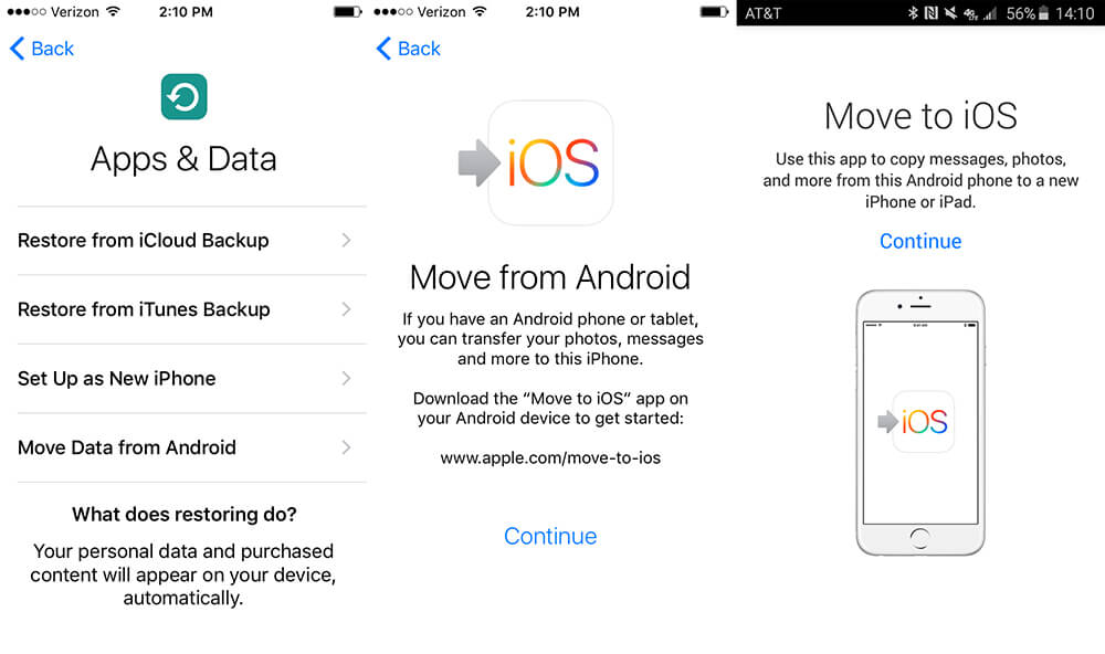 transferir los datos del Samsung al iPhone XS/11 usando Move to ios