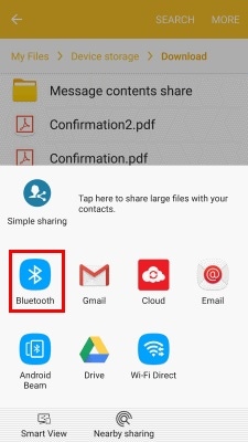  transfert de fichiers d'android à pc - partage de fichiers via bluetooth 