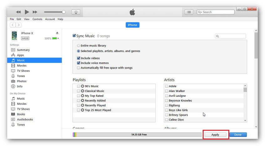 transfer music from mac to iPhone XS (Max) - confirm music sync
