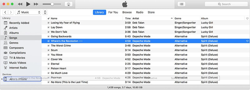 Musik vom Mac auf das iPhone XS (Max) übertragen - Ziehen zum Übertragen von Musik