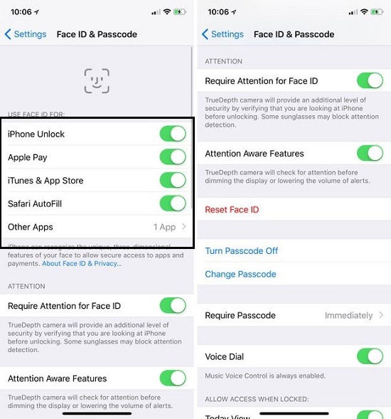 desbloquear iphone xs (Max.) sem Face ID - desvincular Face ID da Apple Pay e da App Store 
