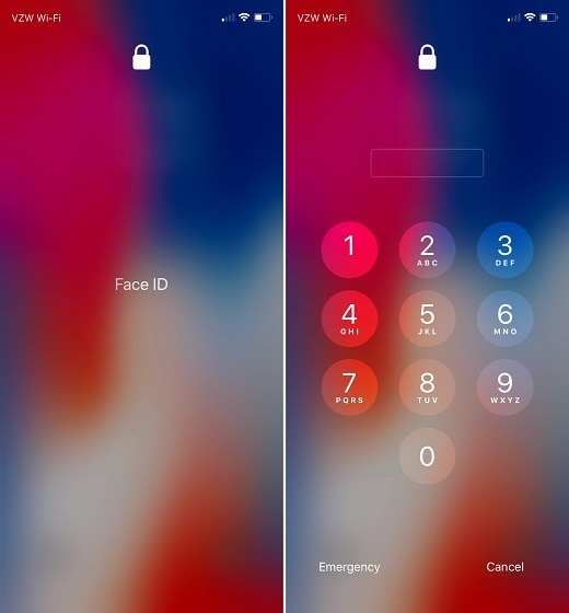 desbloquear iphone xs (max.) sem Face ID - deslize a tela para cima 