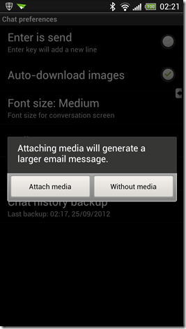 android whatsapp backup using email