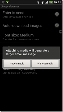 backup whatsapp android usando e-mail