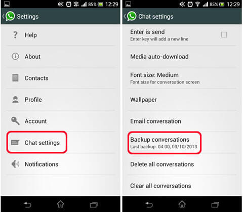 backup android whatsapp - armazenamento local