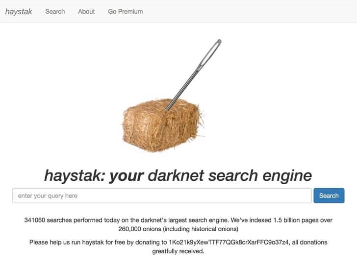 onion search engine - haystack