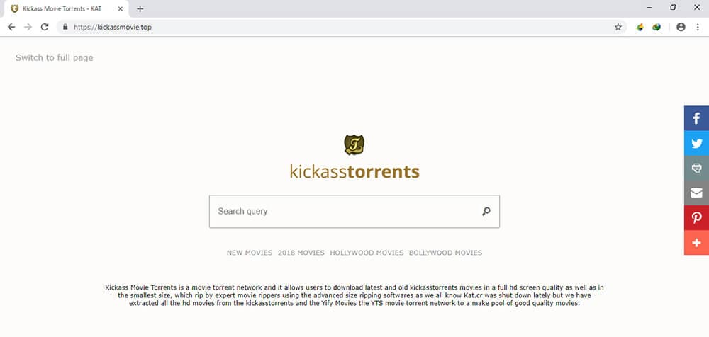 kickasstorrents Webseite - 