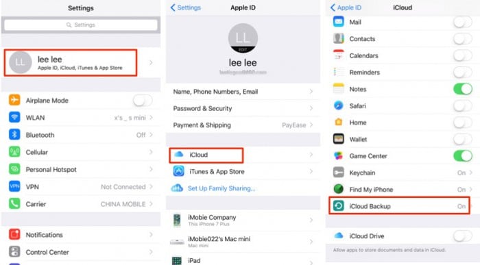 transfer messages from old iPhone to iPhone XS (Max) with icloud backup