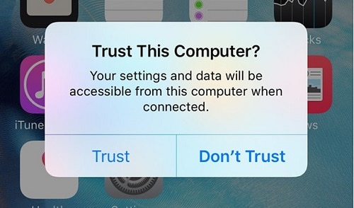 backup iphone to itunes - trust computer