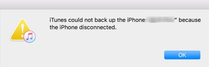 itunes cannot back up disconnected iphone
