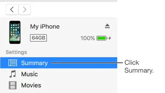itunes my iphone summary