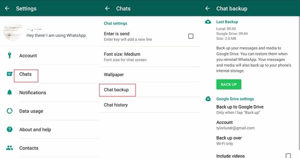 backup whatsapp chats to google drive