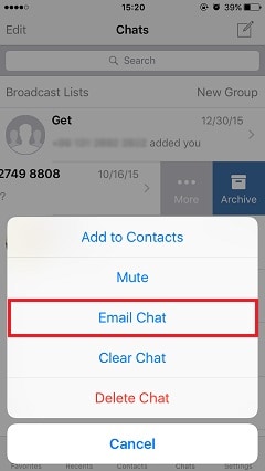 email chat to transfer WhatsApp