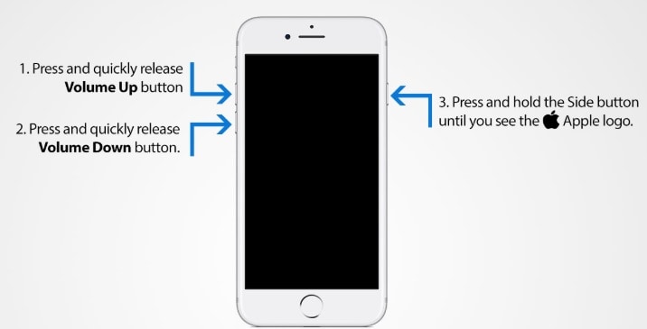 force restart iphone to fix iphone stuck on icloud settings