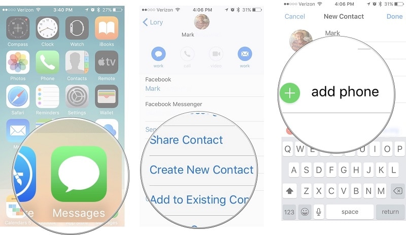  récupérer les contacts de l'iphone via les messages 