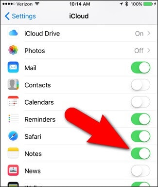 save new notes to icloud